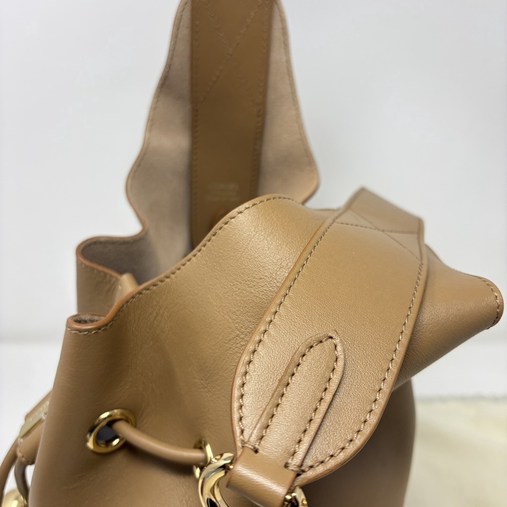 Lancel Cheri Bucket Bag Camel Leather Drawstring‎ Shoulder Bag Italy NWOT Pouch - Picture 5 of 13
